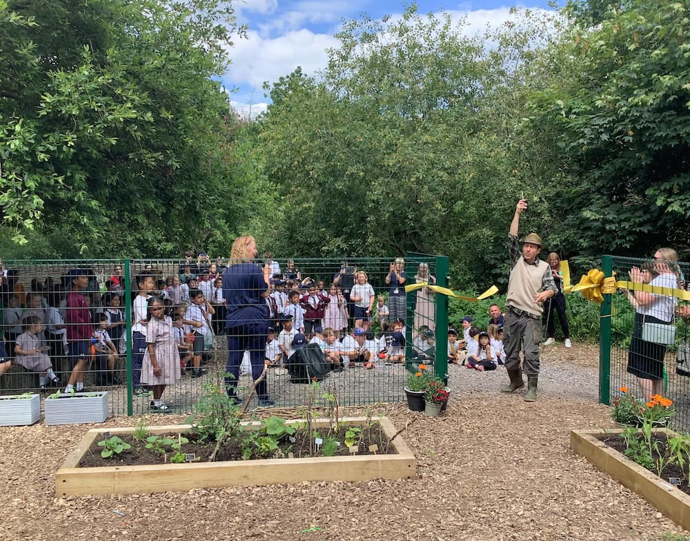 CBeebies’ Mr Bloom inspires a new generation in the Royal Russell eco Garden. 